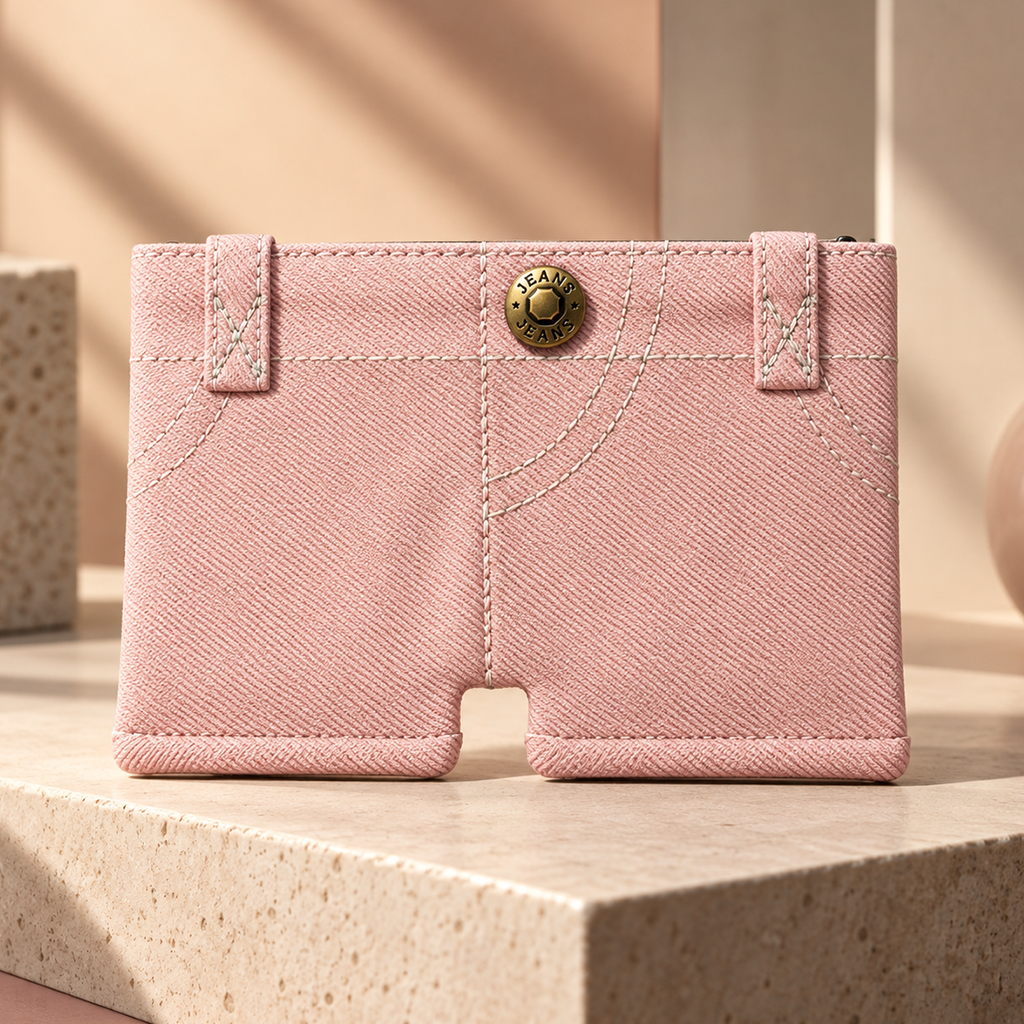 GenZ Pouch | Jeans Style Wallet – Blush Pink